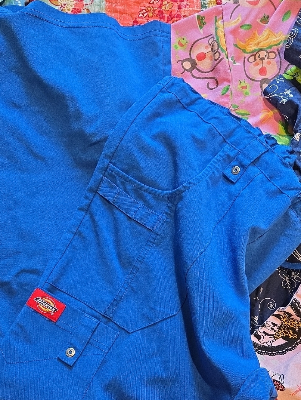 Dickies Bright Blue Cargo Scrub Pants Size Petite Small